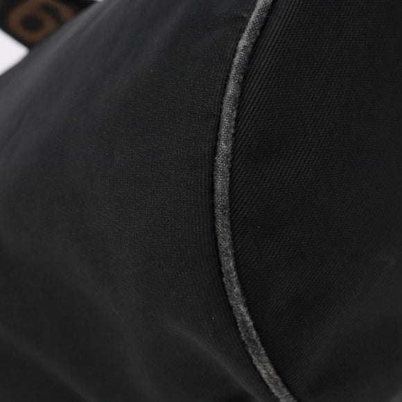 FENDI Hand Bag Canvas Black Brown gold Auth bs28908