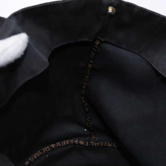 FENDI Hand Bag Canvas Black Brown gold Auth bs28908