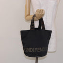 FENDI Hand Bag Canvas Black Brown gold Auth bs28908-19
