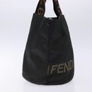 FENDI Hand Bag Canvas Black Brown gold Auth bs28908-4