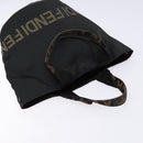 FENDI Hand Bag Canvas Black Brown gold Auth bs28908-6