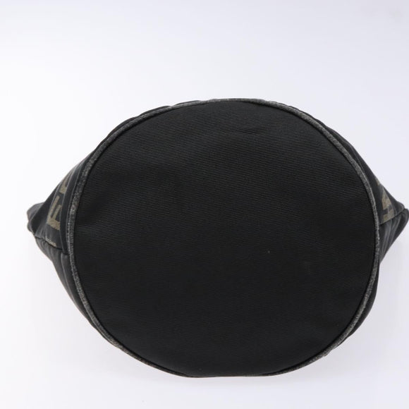 FENDI Hand Bag Canvas Black Brown gold Auth bs28908