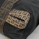 FENDI Zucchino Hand Bag Coated Canvas PVC Black Gold Auth bs28910-12