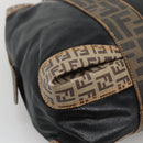 FENDI Zucchino Hand Bag Coated Canvas PVC Black Gold Auth bs28910-13