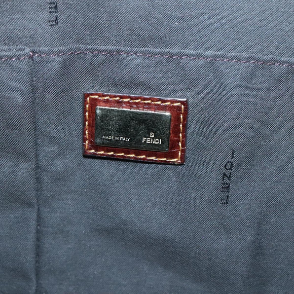 FENDI Zucchino Hand Bag Coated Canvas PVC Black Gold Auth bs28910