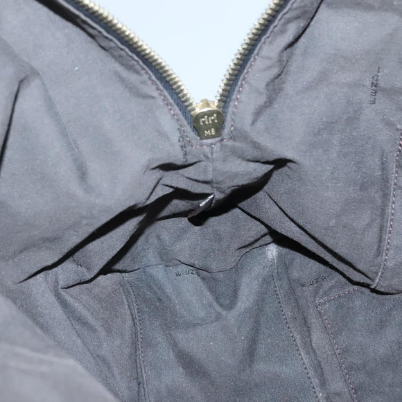 FENDI Zucchino Hand Bag Coated Canvas PVC Black Gold Auth bs28910