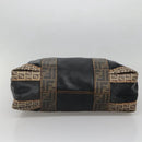 FENDI Zucchino Hand Bag Coated Canvas PVC Black Gold Auth bs28910-9