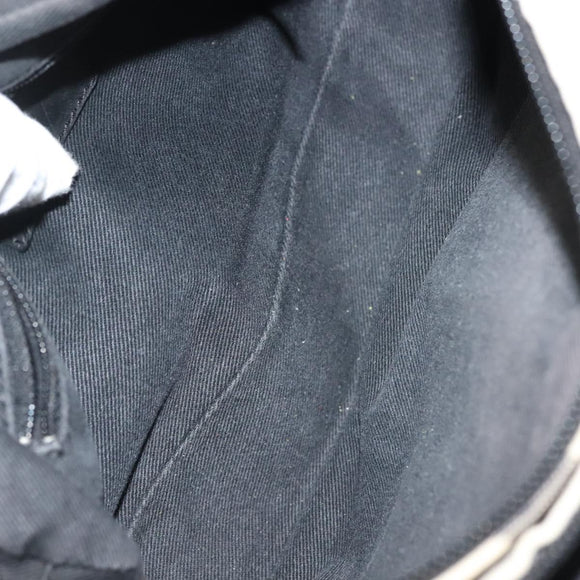 CHANEL Shoulder Bag Canvas White Black Silver CC Auth bs28912