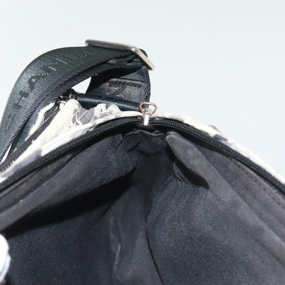 CHANEL Shoulder Bag Canvas White Black Silver CC Auth bs28912