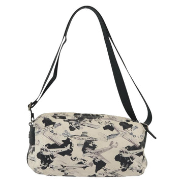 CHANEL Shoulder Bag Canvas White Black Silver CC Auth bs28912 - 0