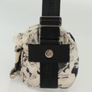 CHANEL Shoulder Bag Canvas White Black Silver CC Auth bs28912-3