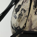 CHANEL Shoulder Bag Canvas White Black Silver CC Auth bs28912-7