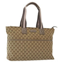 GUCCI GG Canvas Sherry Line Tote Bag Beige Gold 155524 Auth bs28913-1