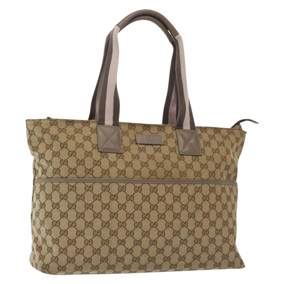 GUCCI GG Canvas Sherry Line Tote Bag Beige Gold 155524 Auth bs28913