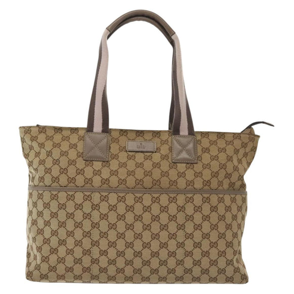 GUCCI GG Canvas Sherry Line Tote Bag Beige Gold 155524 Auth bs28913