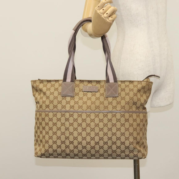 GUCCI GG Canvas Sherry Line Tote Bag Beige Gold 155524 Auth bs28913