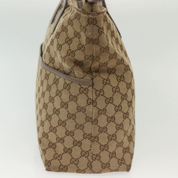 GUCCI GG Canvas Sherry Line Tote Bag Beige Gold 155524 Auth bs28913