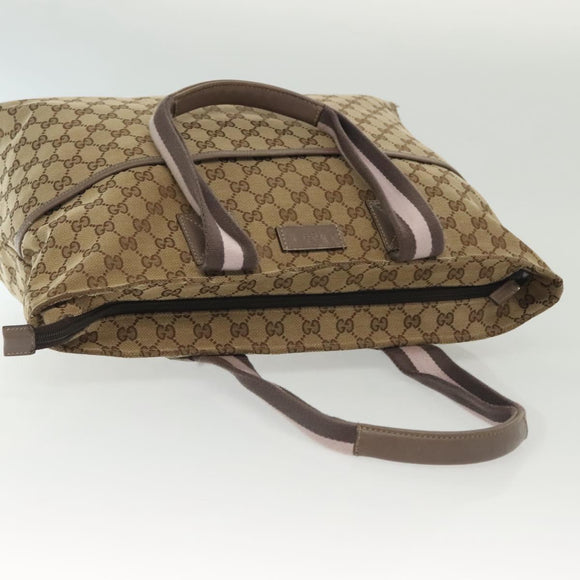 GUCCI GG Canvas Sherry Line Tote Bag Beige Gold 155524 Auth bs28913