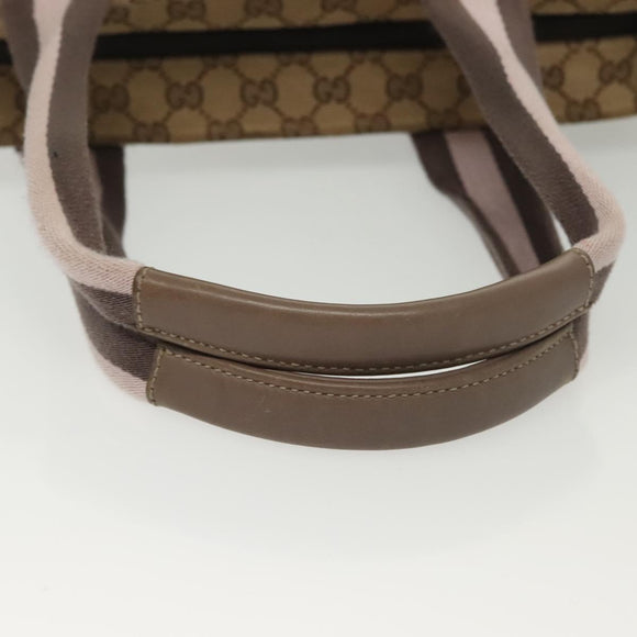 GUCCI GG Canvas Sherry Line Tote Bag Beige Gold 155524 Auth bs28913