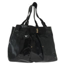 Salvatore Ferragamo Vala Tote Bag Enamel Black Auth bs28914-1