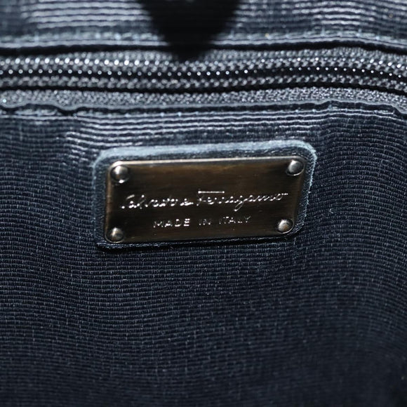 Salvatore Ferragamo Vala Tote Bag Enamel Black Auth bs28914