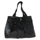 Salvatore Ferragamo Vala Tote Bag Enamel Black Auth bs28914-13