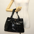 Salvatore Ferragamo Vala Tote Bag Enamel Black Auth bs28914-25