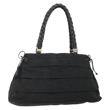 Salvatore Ferragamo Vala Tote Bag Canvas Black Gold Auth bs28915