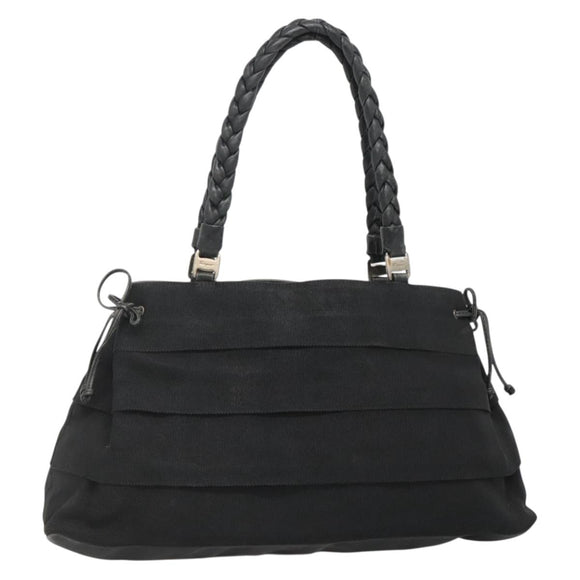 Salvatore Ferragamo Vala Tote Bag Canvas Black Gold Auth bs28915