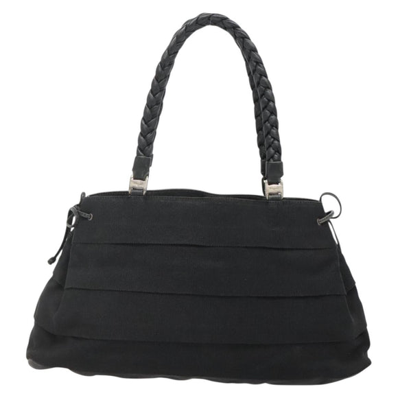 Salvatore Ferragamo Vala Tote Bag Canvas Black Gold Auth bs28915