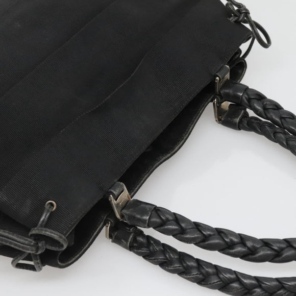 Salvatore Ferragamo Vala Tote Bag Canvas Black Gold Auth bs28915