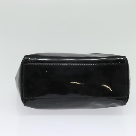 Salvatore Ferragamo Vala Hand Bag Enamel 2way Black Gold Auth bs28916