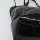 Salvatore Ferragamo Vala Hand Bag Enamel 2way Black Gold Auth bs28916-12