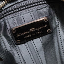 Salvatore Ferragamo Vala Hand Bag Enamel 2way Black Gold Auth bs28916-17