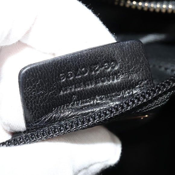 Salvatore Ferragamo Vala Hand Bag Enamel 2way Black Gold Auth bs28916