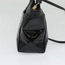 Salvatore Ferragamo Vala Hand Bag Enamel 2way Black Gold Auth bs28916-4