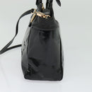 Salvatore Ferragamo Vala Hand Bag Enamel 2way Black Gold Auth bs28916-5
