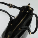 Salvatore Ferragamo Vala Hand Bag Enamel 2way Black Gold Auth bs28916-6