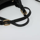 Salvatore Ferragamo Vala Hand Bag Enamel 2way Black Gold Auth bs28916-7