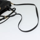 Salvatore Ferragamo Vala Hand Bag Enamel 2way Black Gold Auth bs28916-9
