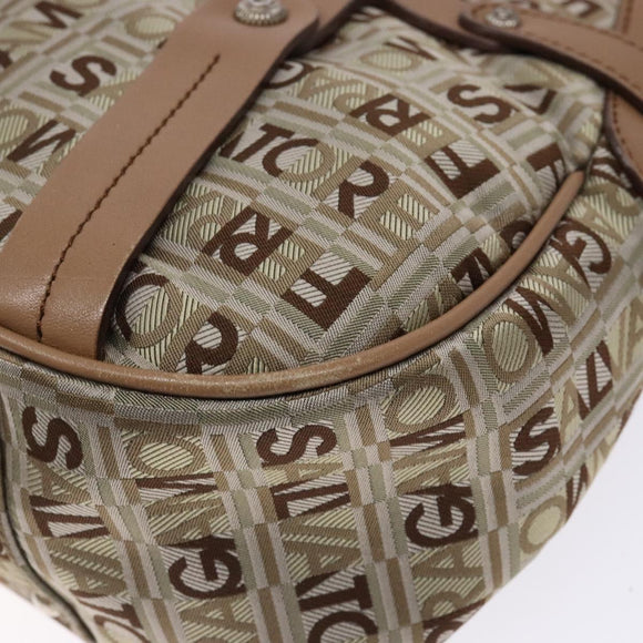 Salvatore Ferragamo Shoulder Bag Canvas Leather Beige Silver Auth bs28919