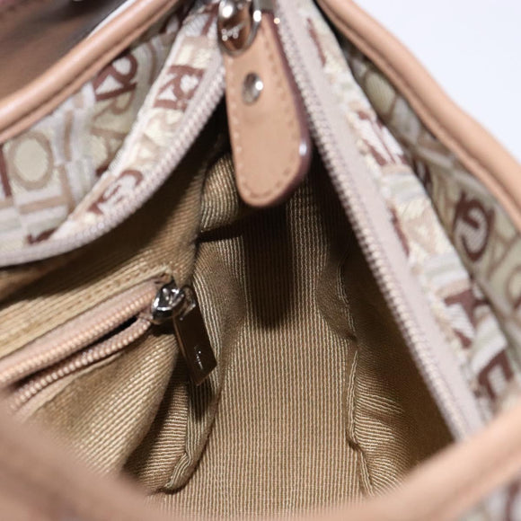 Salvatore Ferragamo Shoulder Bag Canvas Leather Beige Silver Auth bs28919