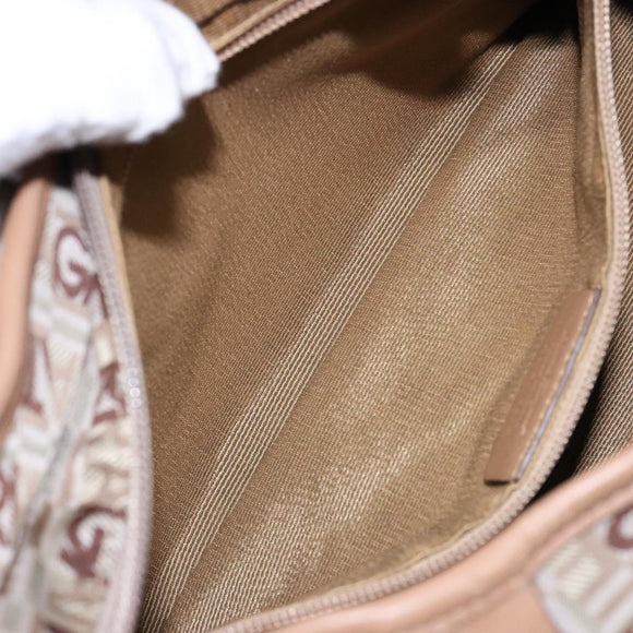 Salvatore Ferragamo Shoulder Bag Canvas Leather Beige Silver Auth bs28919