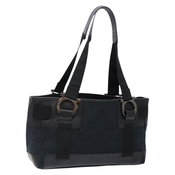 Salvatore Ferragamo Gancini Tote Bag Canvas Leather Black Auth bs28920