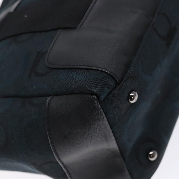 Salvatore Ferragamo Gancini Tote Bag Canvas Leather Black Auth bs28920