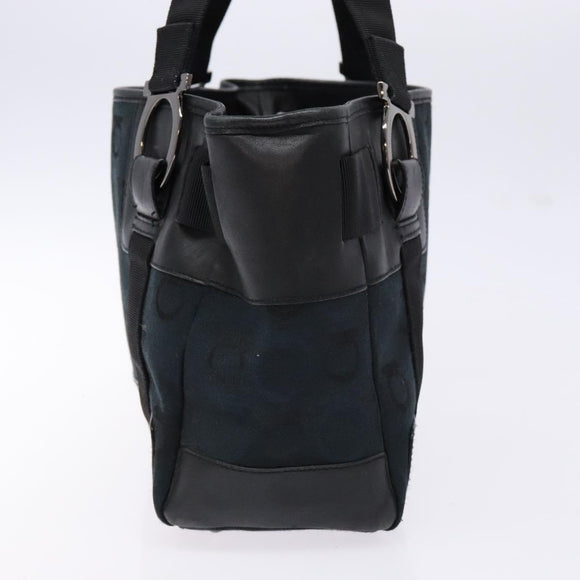 Salvatore Ferragamo Gancini Tote Bag Canvas Leather Black Auth bs28920