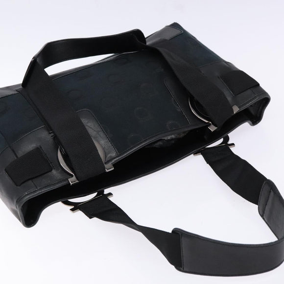 Salvatore Ferragamo Gancini Tote Bag Canvas Leather Black Auth bs28920