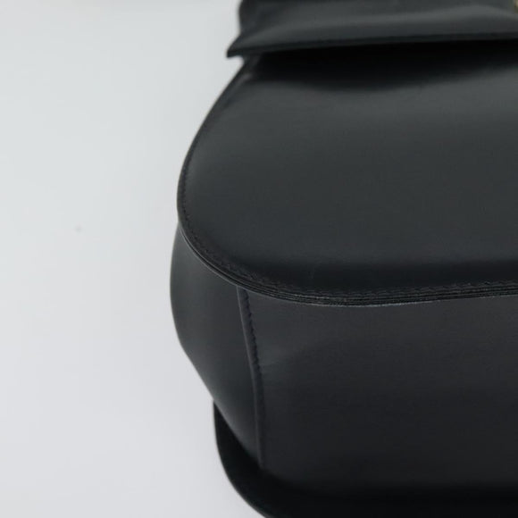 Salvatore Ferragamo Gancini Shoulder Bag Leather Navy Gold Auth bs28922