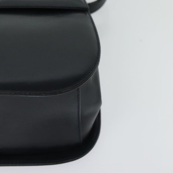 Salvatore Ferragamo Gancini Shoulder Bag Leather Navy Gold Auth bs28922