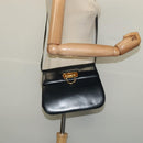 Salvatore Ferragamo Gancini Shoulder Bag Leather Navy Gold Auth bs28922-21